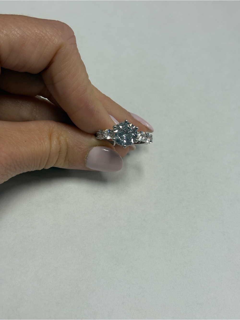 Suzy Levian Sample Sterling Silver White CZ Engagement Ring NWT Size # 7